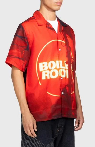 Pleasures X Boiler Room Oversize Camp Shirt In Red