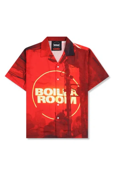 Pleasures X Boiler Room Oversize Camp Shirt In Red