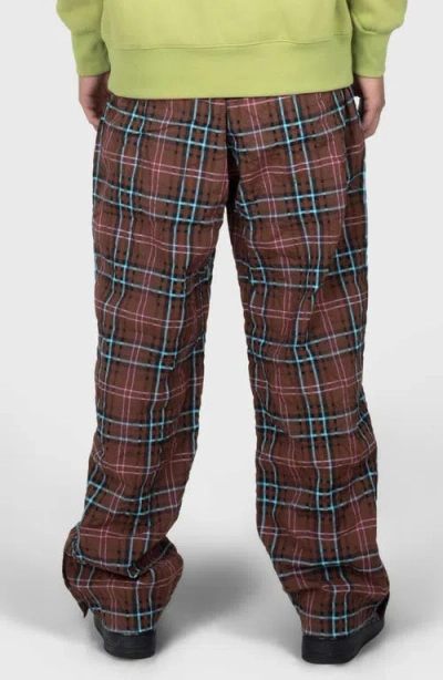 Pleasures X Boiler Room Practice Plaid Track Pants In Brown