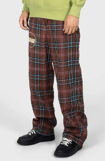 Pleasures X Boiler Room Practice Plaid Track Pants In Brown