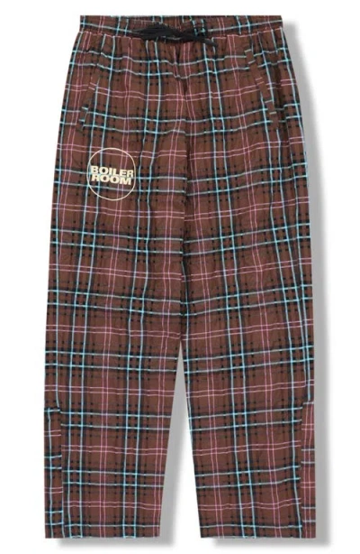 Pleasures X Boiler Room Practice Plaid Track Pants In Brown