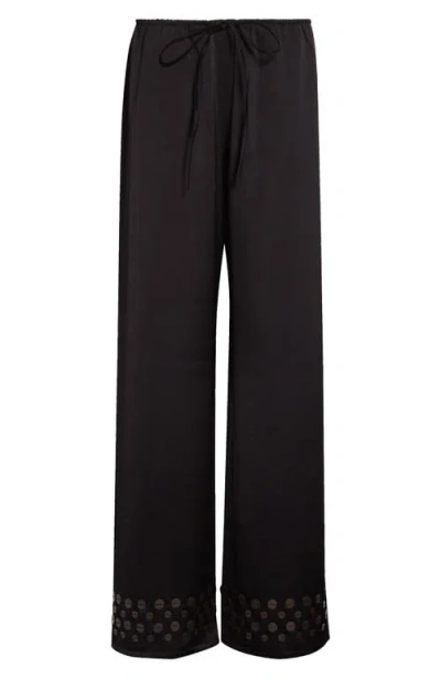 Siedres Siedrés Manoce Embellished Wide Leg Drawstring Pants In Black