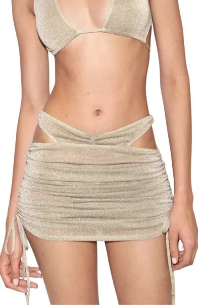 Mango Cinched Cutout Metallic Miniskirt In Neutral