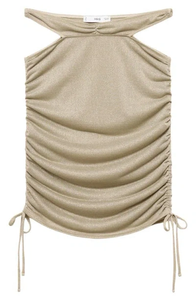 Mango Cinched Cutout Metallic Miniskirt In Neutral