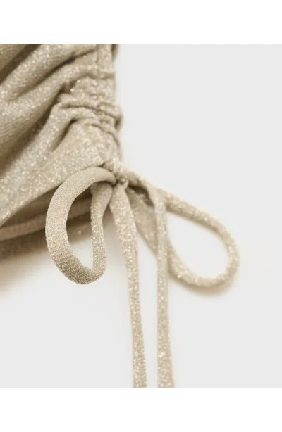 Mango Cinched Cutout Metallic Miniskirt In Neutral