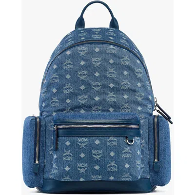 Mcm Stark Denim Backpack In Blue
