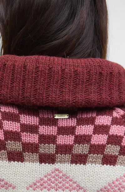 Barbour Ruby Wool Blend Shawl Collar Cardigan In Burgundy