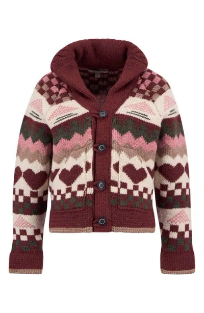 Barbour Ruby Wool Blend Shawl Collar Cardigan In Burgundy