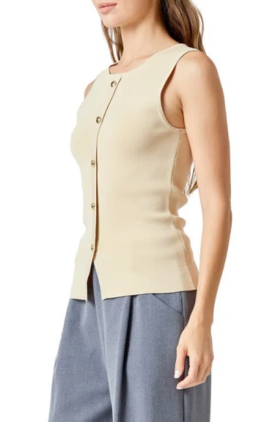 Endless Rose Knit Button-up Vest In Neutral