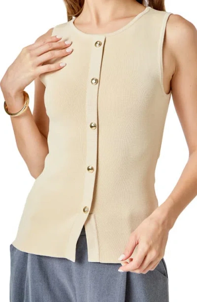 Endless Rose Knit Button-up Vest In Neutral