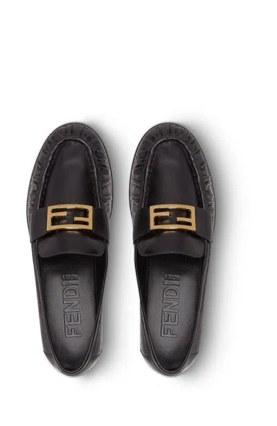 Fendi Nappa Leather Baguette Loafers Fringe Detail In Multi