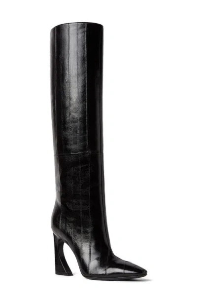 Fendi Arco Leather Knee High Boots Sculptural Heel In Black