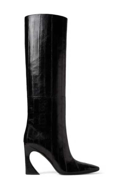 Fendi Arco Leather Knee High Boots Sculptural Heel In Black