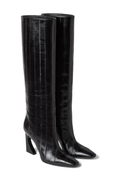 Fendi Arco Leather Knee High Boots Sculptural Heel In Black