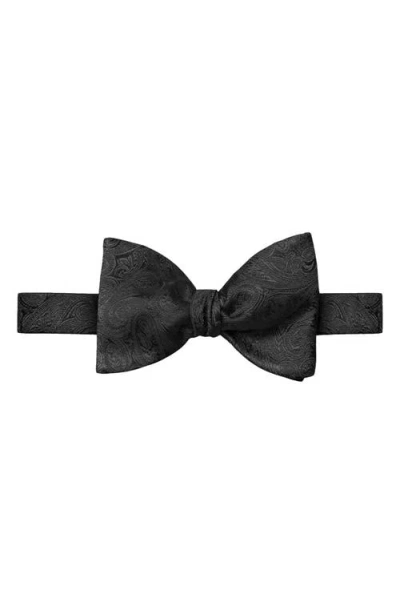 Eton Paisley Silk Pre Tied Bow Tie In Black