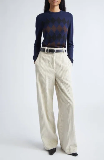 Proenza Schouler Vivian Argyle Wool And Silk-blend Sweater In Blue