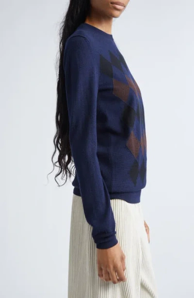 Proenza Schouler Vivian Argyle Wool And Silk-blend Sweater In Blue