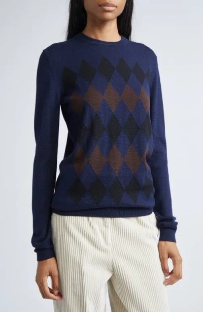 Proenza Schouler Vivian Argyle Wool And Silk-blend Sweater In Blue