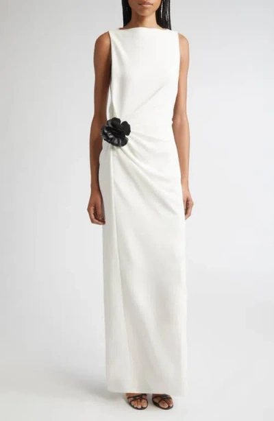 Proenza Schouler Rose-embellished Draped Maxi Evening Dress In White