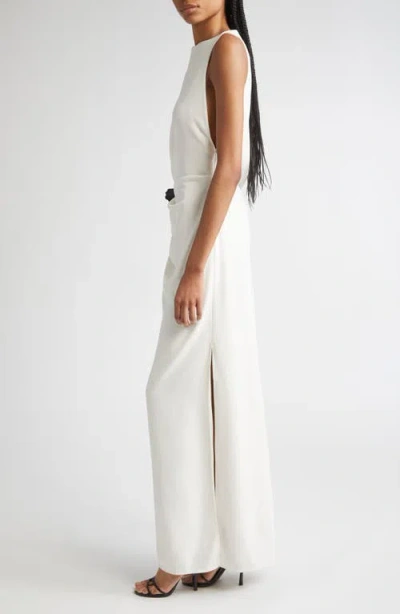 Proenza Schouler Rose-embellished Draped Maxi Evening Dress In White