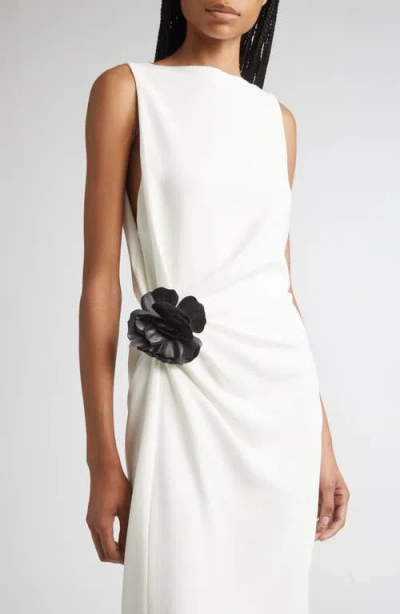 Proenza Schouler Rose-embellished Draped Maxi Evening Dress In White