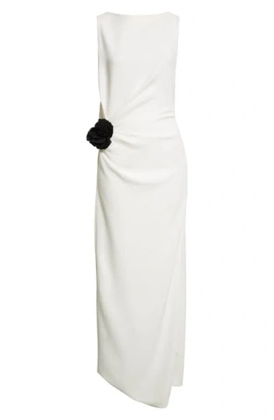 Proenza Schouler Rose-embellished Draped Maxi Evening Dress In White