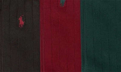 Polo Ralph Lauren 3 Pack Cotton Rib Casual Men's Socks In Green