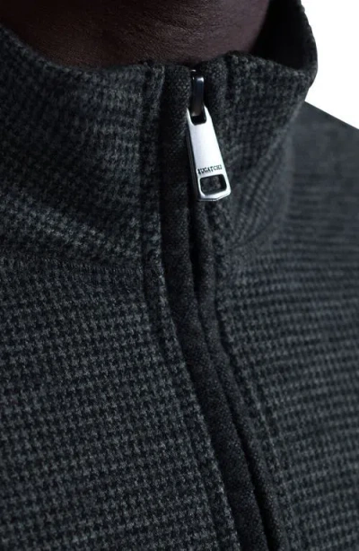 Bugatchi Houndstooth Patern Quarter Zip Top In Black