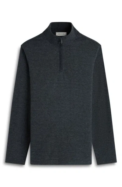 Bugatchi Houndstooth Patern Quarter Zip Top In Black