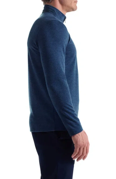 Bugatchi Houndstooth Patern Quarter Zip Top In Blue