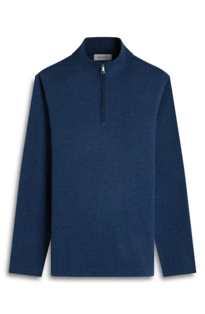 Bugatchi Houndstooth Patern Quarter Zip Top In Blue