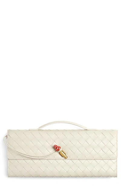 Bottega Veneta Andiamo Leather Clutch Bag In White