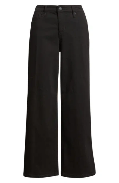 Liverpool Los Angeles Stride High Rise Cropped Wide Leg Jeans In Black Rinse In Black