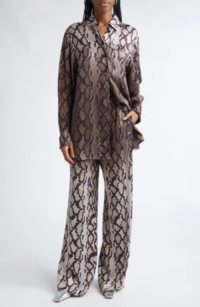 Stella Mccartney Snakeskin Pattern Wide Leg Pajama Trousers In Animal Print
