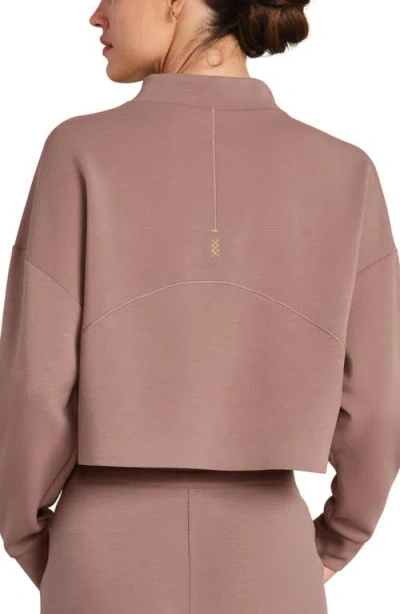 Rhone Dreamglow Mock Neck Crop Sweatshirt In Brown