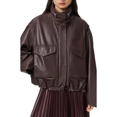 Allsaints Clay Leather Jacket In Burgundy