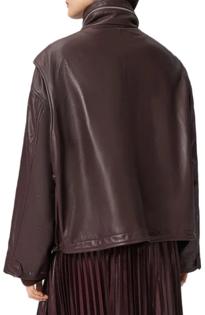 Allsaints Clay Leather Jacket In Burgundy