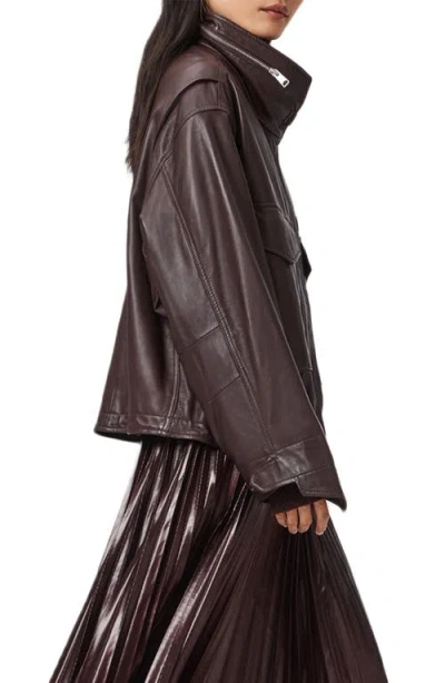 Allsaints Clay Leather Jacket In Burgundy