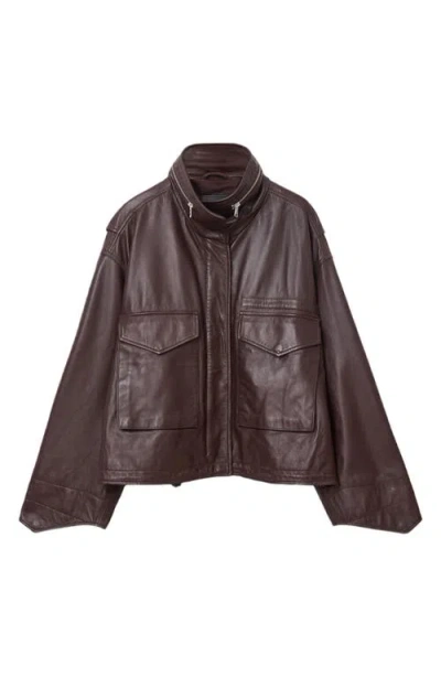 Allsaints Clay Leather Jacket In Burgundy