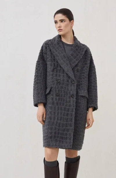 Brunello Cucinelli Crocodile-effect Coat In Gray