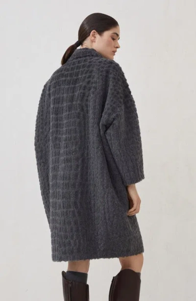 Brunello Cucinelli Crocodile-effect Coat In Gray