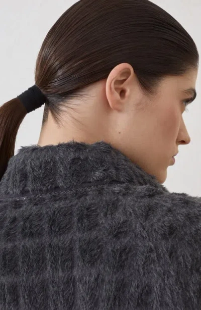 Brunello Cucinelli Crocodile-effect Coat In Gray