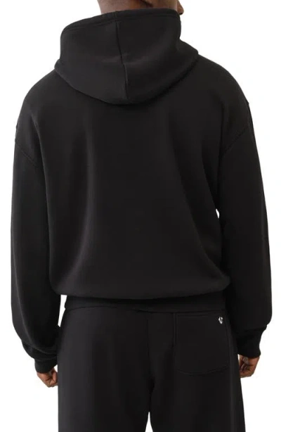 True Religion Men's Knit Logo Panel Boxy Hoodie In Black