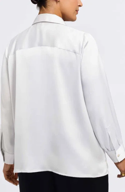 Foxcroft Bianca Satin Button-up Shirt In Multi