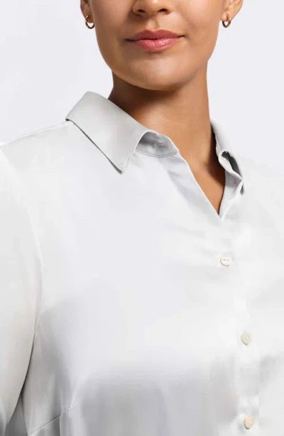 Foxcroft Bianca Satin Button-up Shirt In Multi