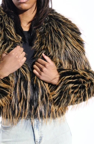 Azalea Wang Saoirse Faux Fur Coat In Brown