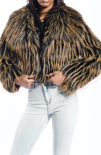 Azalea Wang Saoirse Faux Fur Coat In Brown