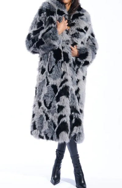 Azalea Wang Adria Faux Fur Coat In Gray