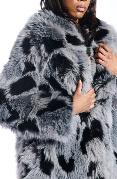 Azalea Wang Adria Faux Fur Coat In Gray