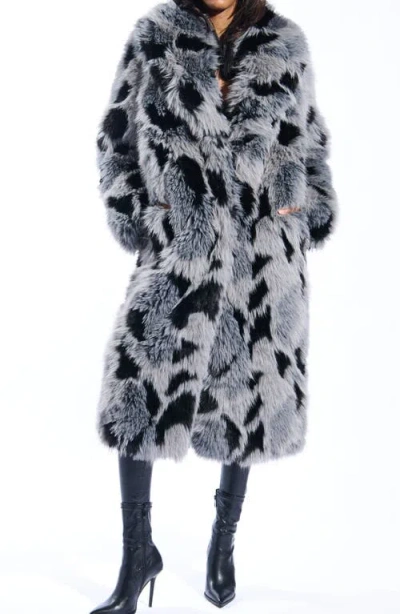 Azalea Wang Adria Faux Fur Coat In Gray
